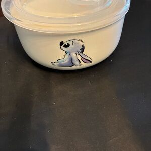 White Bowl with Cartoon Character stitch